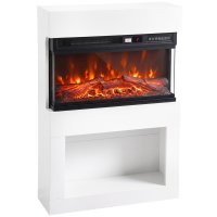 HOMCOM semineu electric de perete, efect 3D al flacarilor, 64 cm, alb - 1