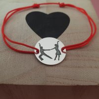 Bratara Chic Bijoux Dans de cuplu Latino din argint 925, cu snur rosu reglabil - 1