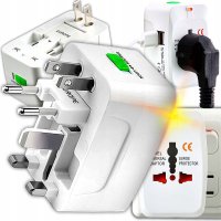 Adaptor incarcator universal de calatorie cu 2xUSB pentru EU, USA, UK, AUST, Alb - 2