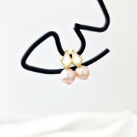 Cercei Chic Bijoux cu perle Potato roz cu sidef, din argint 925 placat cu aur galben 18K - 1