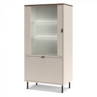 Vitrina joasa EVO, 2 usi, geam, casmir + stejar castello, 68,4x40x135,2 cm - 1