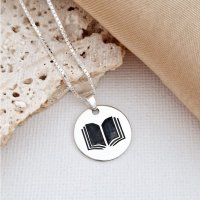 Lantisor personalizat cu simbol materie scoala - Romana - Banut de 15 mm cu lantisor - Argint 925 - 1