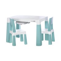 Set masa si doua scaune FreeON Neo pentru copii, cu sertare si masa reglabila, conform standardelor europene de siguranta, Verde - 1