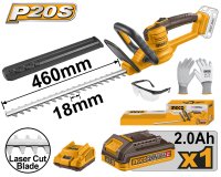 Fierastrau Electric INGCO CHTLI20461E pentru Gard Viu 20V, 460mm, 2800 spm, Lama Laser, Accumulator 2Ah Inclus - 1