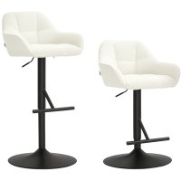 Set 2 Taburete de Bar HOMCOM, Inaltime Reglabila, Material Textil Efect In, Baza din Otel, 52,5 x 53 x 86,5-108 cm, Crem - 1