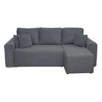 Coltar Canapea BEGA extensibil, cu arcuri si lada depozitare, colt interschimbabil, gri inchis, 240x153x80 cm - 1