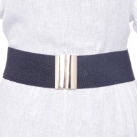 Curea elastica neagra de 6 cm cu catarama aurie - 1