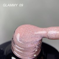 Rubber Base Everin Soo Glammy 09 – Bază rubber Nude-Roz Pudrat cu Sclipici Holografic Fin, HEMA &amp; TPO Free, 12ml - 1