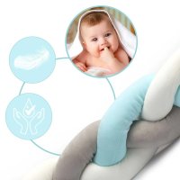 Protectie laterala impletita pentru patut cu umplutura antialergica Ricokids 2metri din plus AlbastruGri - 2