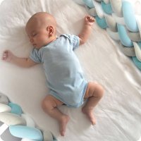 Protectie laterala impletita pentru patut cu umplutura antialergica Ricokids 2metri din plus AlbastruGri - 4