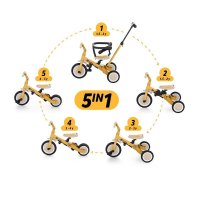Tricicleta pentru copii PetiteMars Turbo Bej 5 in 1 Multifunctionala, Vehicul de impins, Bicicleta cufara pedale, Cu maner de ghidaj, Detasabil, Roti din cauciuc, Pana la 25 kg, 1.5-5 ani - 6