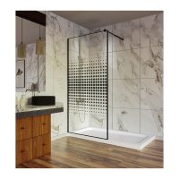 Paravan de dus walk-in Dots 106, sticla securizata 8 mm, profil negru mat, tija extensibila, 80 x 200 cm - 2