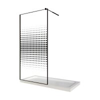 Paravan de dus walk-in Dots 106, sticla securizata 8 mm, profil negru mat, tija extensibila, 80 x 200 cm - 1