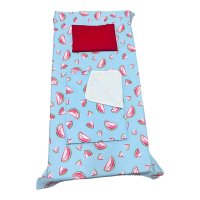 Set 3 piese paturica cu cearsaf si pernuta 140x70 cm Pepene rosu pe bleu - 1