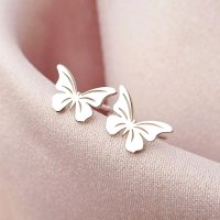 Cercei fluturasi Chic Bijoux din argint 925, cu decupaje si inchidere cu surub - 1