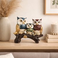 Decoratiune Bufnite pe Creanga din Rasina - 21 x 17 cm - 1