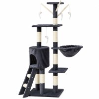 AMYDO Home Oslo - Ansamblu de Joaca pentru Pisici cu 5 Etaje si Căsuță, Bej si Antracit, 53x38x125cm - 1