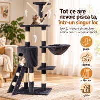 AMYDO Home Oslo - Ansamblu de Joaca pentru Pisici cu 5 Etaje si Căsuță, Bej si Antracit, 53x38x125cm - 4