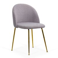 Scaun modern BUC 284 gri din material boucle cu picioare metalice aurii - 1