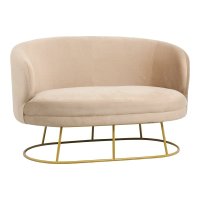 Canapea 2 locuri Rony catifea bej cu picioare metalice aurii 135x75x85 cm - 1