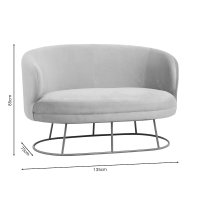 Canapea 2 locuri Rony catifea bej cu picioare metalice aurii 135x75x85 cm - 5
