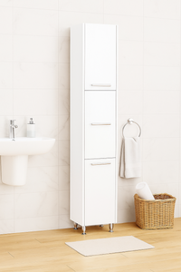 Dulap de baie 020, 3 usi, alb, dimensiuni 30x30x180 cm - 1