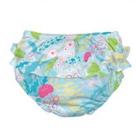 Slip fete refolosibil SPF 50+ cu capse si volanase Green Sprouts by iPlay Aqua Coral Reef 24 luni - 1