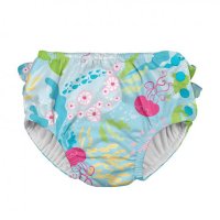 Slip fete refolosibil SPF 50+ cu capse si volanase Green Sprouts by iPlay Aqua Coral Reef 24 luni - 3