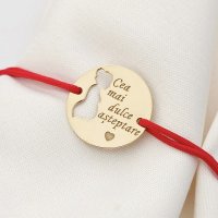 Bratara personalizata - Viitoare Mamica - Argint 925 placat cu aur Aur Galben 18K, snur reglabil - diverse culori - 1