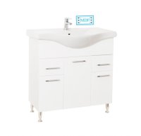 Set Baza front MDF si Lavoar seria 153, cu sertare, 80 cm, alb - 1