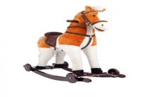 Calut balansoar pentru copii Novokids Rocking Horse XXL BeigeAlb din plus, cu roti, platforma detasabila, functie trotineta fara pedale, dimensiuni 85x37x77 cm, greutate suportata 50 kg - 1