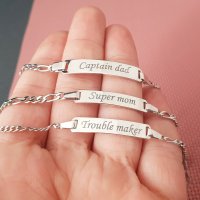 Set Cadou Bratari Argint 925 pentru Mama, Tata si Copil cu Mesaj Personalizat - 1