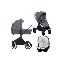 Carucior 3 in 1 Lionelo Mika Plus cu Scoica Auto Moxie Bej, Reversibil si Ventilatie 3D, Pana la 22 kg, Gri - 1