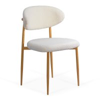 Scaun dining BUC 283 crem din material boucle cu cadru metalic lemnos - 1