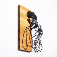 Tablou decorativ Woman din lemn si metal, Negru, 39x3x50 cm - 3