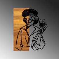 Tablou decorativ Woman din lemn si metal, Negru, 39x3x50 cm - 4