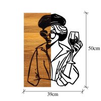 Tablou decorativ Woman din lemn si metal, Negru, 39x3x50 cm - 5