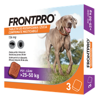 Comprimate masticabile antiparazitare caini, Frontpro XL, 136 mg, >25-50 kg, 3 buc/ cutie - 1