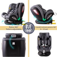 Scaun auto Platinum Deluxe i-Size Buf Boof cu rotatie 360 grade si Isofix, 40-150 cm, 0-36 kg, SimpleGrey - 4