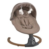 Balansoar electric Bebe Stars Fluffy cu jucarii si melodii, Natural Beige, pana la 9 kg - 1