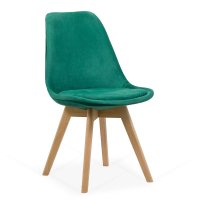 Scaun BUC 242V din catifea verde cu picioare din lemn pentru living - 1