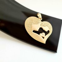 Pandantiv Inima - Legatura Mama si Fiica cu Diamant Natural - Aur Galben 14k - 1