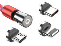 Cablu Magnetic 3 in 1 pentru Incarcare si Transfer Date - Lightning, Micro USB, Type C - 1
