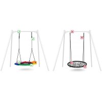 Leagan tip cuib pentru copii XXL 120 cm Neo-Sport Multicolor, Perna atasata cu Velcro inclusa, Cadru din otel, Husa impermeabila si rezistenta din material Oxford 600D, Greutate suportata 150 kg - 4