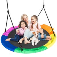 Leagan tip cuib pentru copii XXL 120 cm Neo-Sport Multicolor, Perna atasata cu Velcro inclusa, Cadru din otel, Husa impermeabila si rezistenta din material Oxford 600D, Greutate suportata 150 kg - 7
