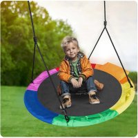 Leagan tip cuib pentru copii XXL 120 cm Neo-Sport Multicolor, Perna atasata cu Velcro inclusa, Cadru din otel, Husa impermeabila si rezistenta din material Oxford 600D, Greutate suportata 150 kg - 9