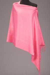 Esarfa roz din cashmere subtire, dreptunghiulara - 1