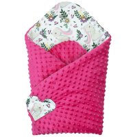 Paturica multifunctionala de infasat bebelusi Kerstin Bunny Pink cu doua fete bumbacminky,dimensiune 75x75 cm,inchidere cu scai - 2