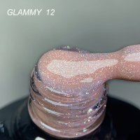 Rubber Base Everin Soo Glammy 12 – Bază rubber Bej-Cafeniu cu Sclipici Holografic Fin, HEMA &amp; TPO Free, 12ml - 1