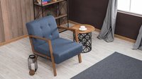 Fotoliu, Hanah Home, lemn de fag, albastru, 69x80x83 cm - 3